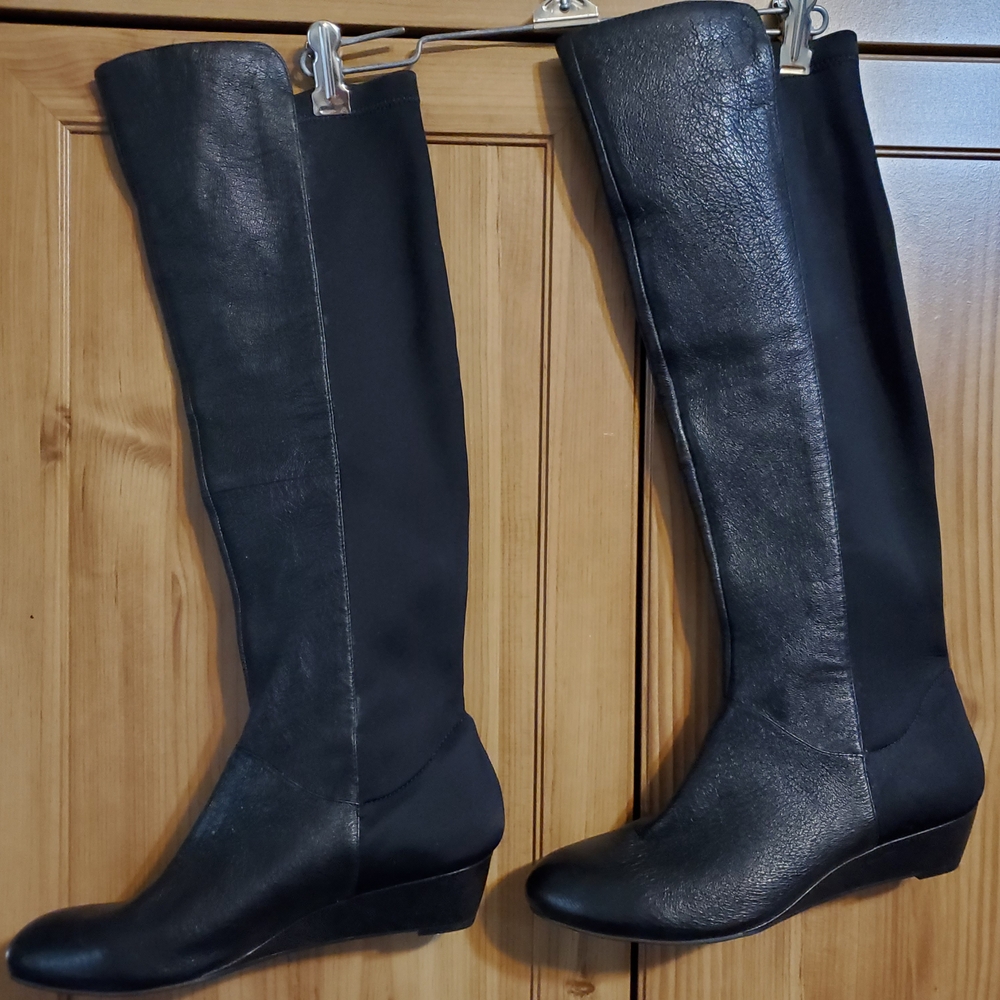 Jessica Simpson Black Leather Knee-High Boots